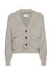 Cropped beige linen cotton cardigan sweater flat view
