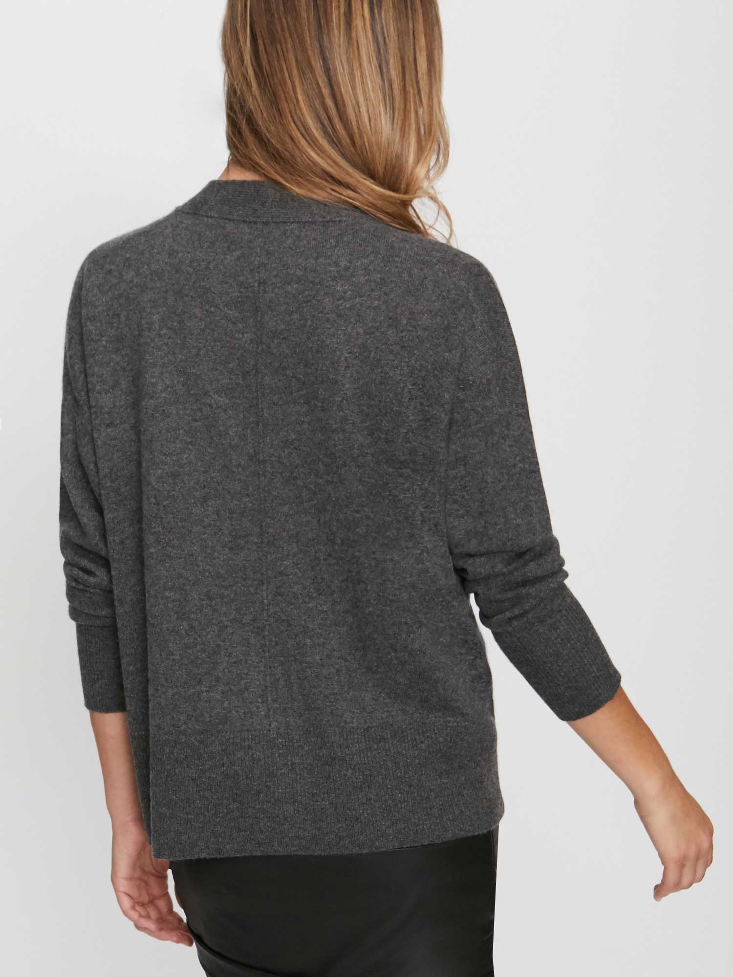 Lace dark grey layered cardigan sweater back view