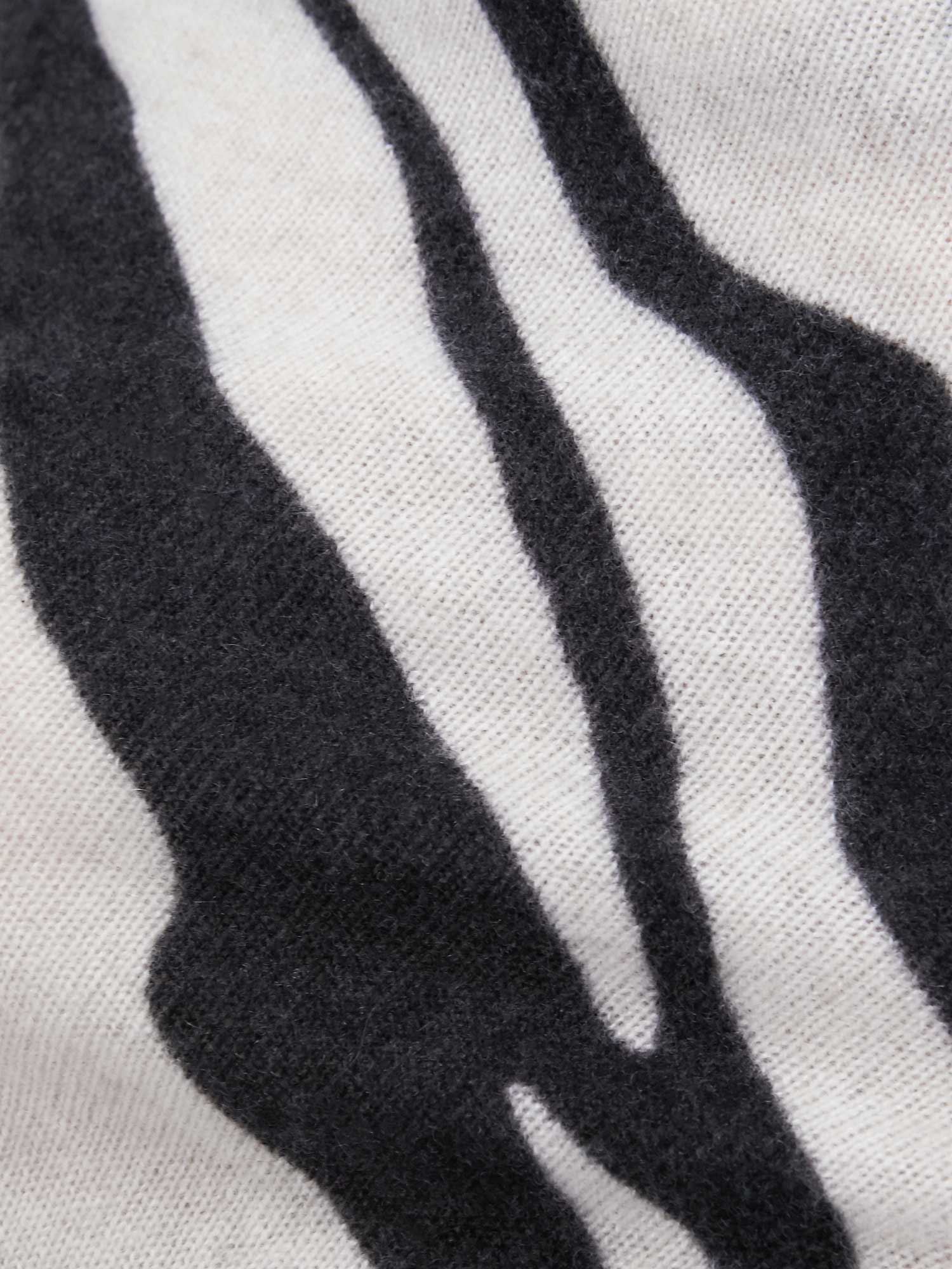Lori cashmere off shoulder zebra print sweater close up