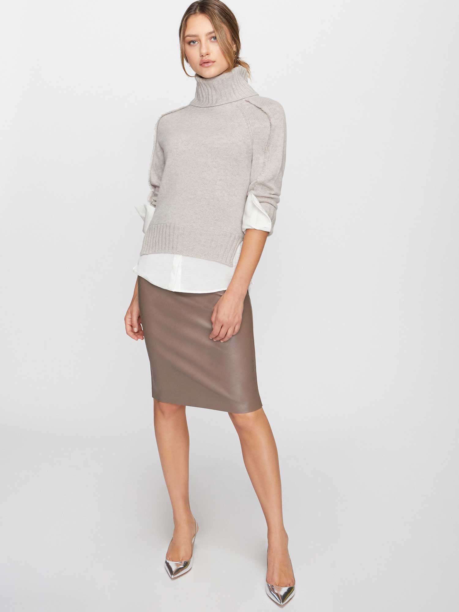 Jolie light grey layered turtleneck sweater full view