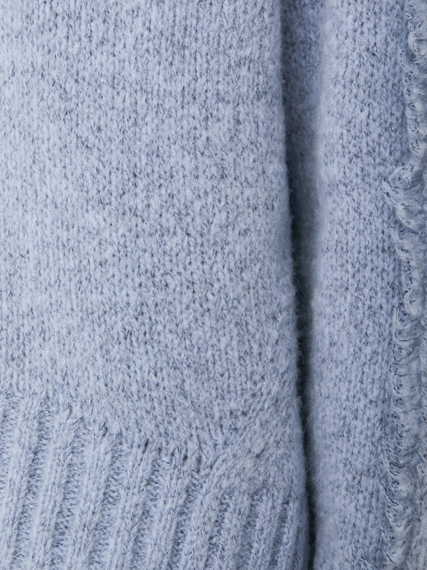 Odene fringe blue wool cashmere turtleneck sweater close up