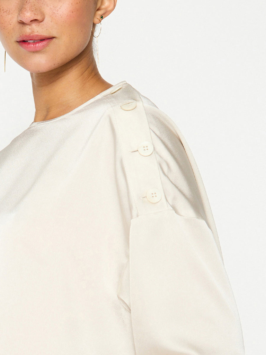 Dallas satin ivory blouse close up