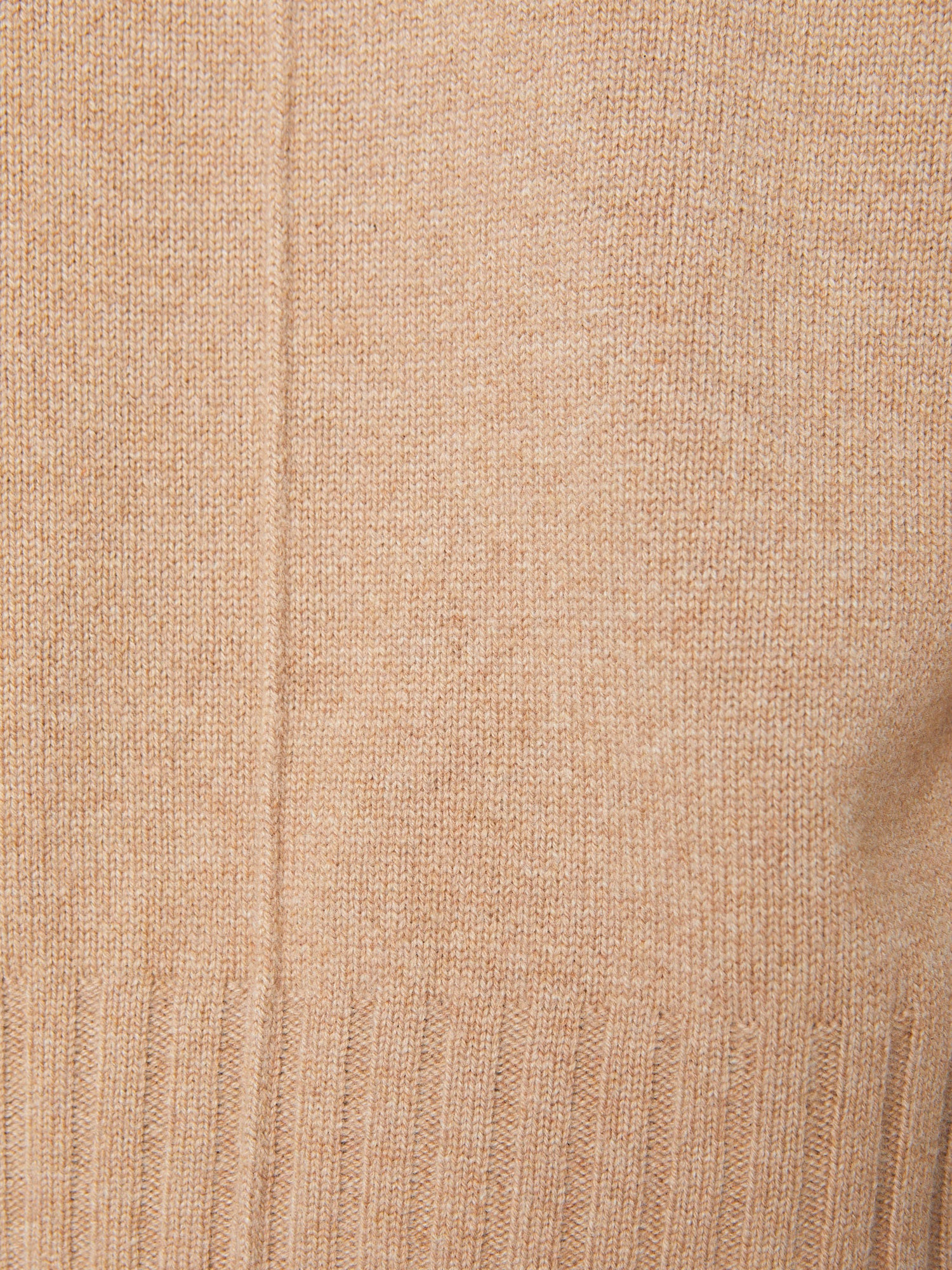 Yumi cashmere turtleneck tan sweater close up 2