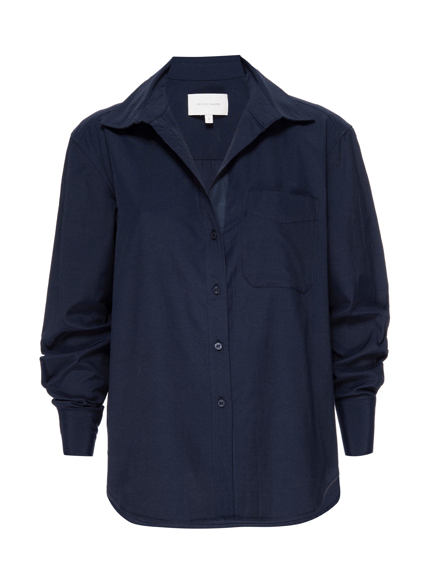 Everyday button up navy shirt flat view