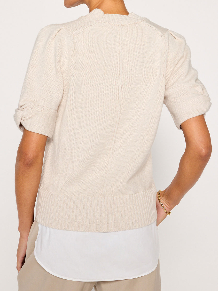 Emmet ivory layered crewneck shortsleeve sweater back view