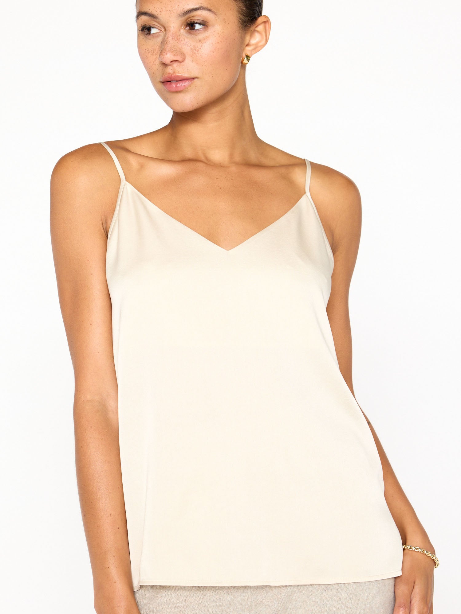 Everyday ivory silk cami front view 2