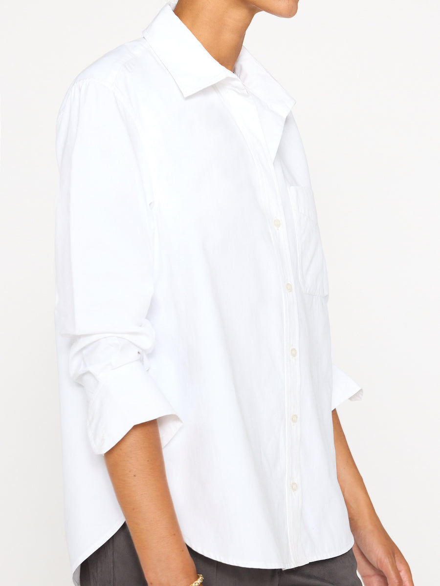 Everyday button up white shirt side view 2
