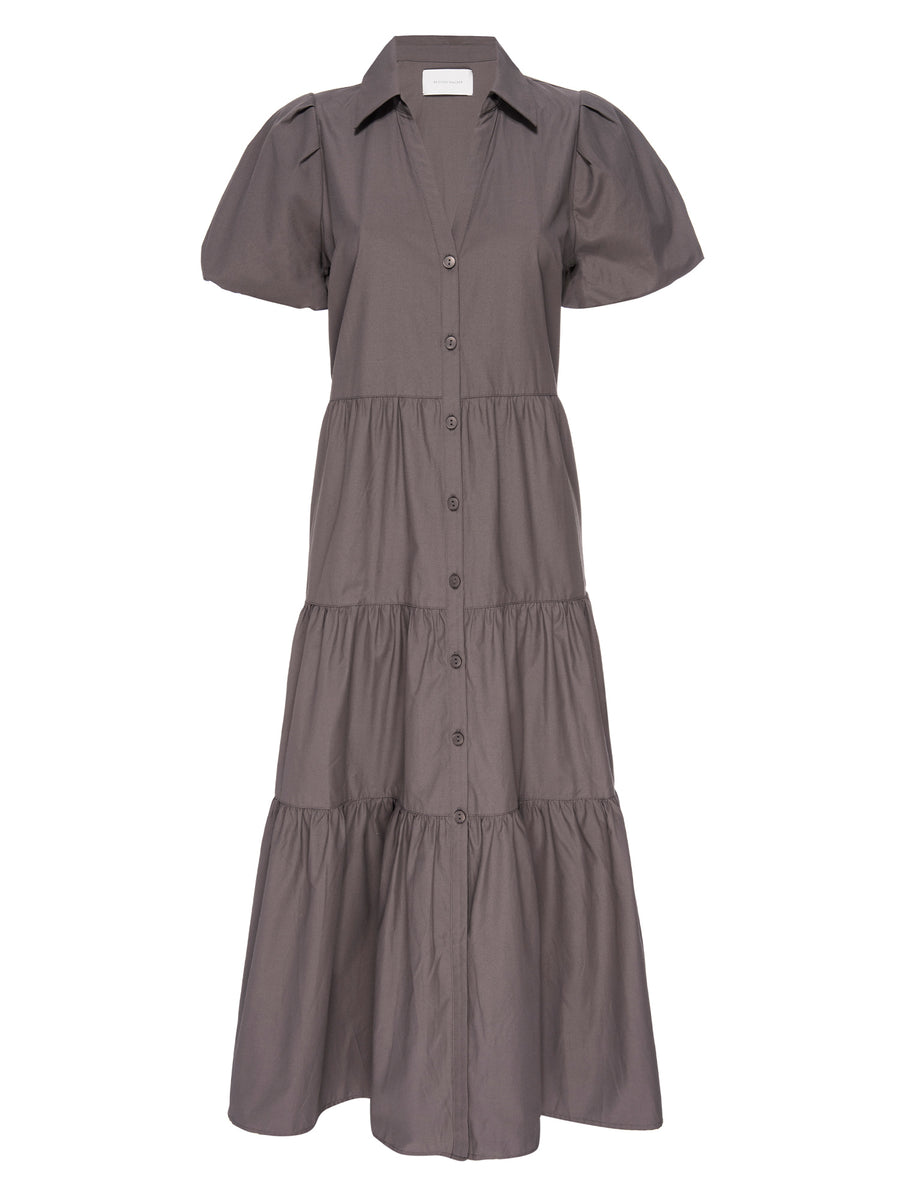 Havana tiered midi dress brown flat view