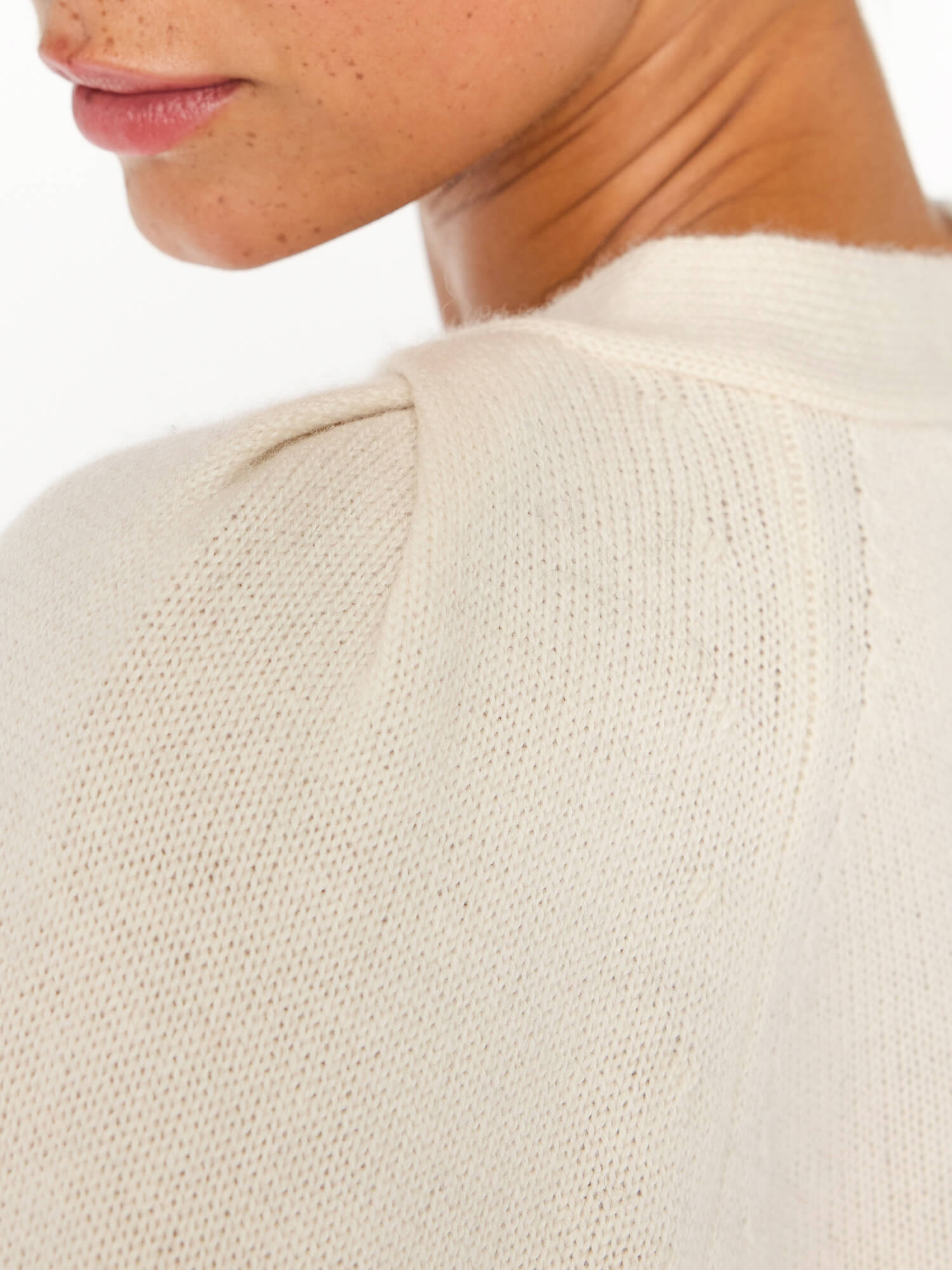 Ida white layered lace v-neck sweater close up