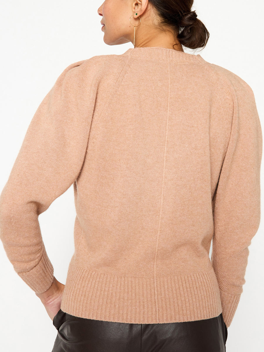 Idris peach v-neck sweater back view 2