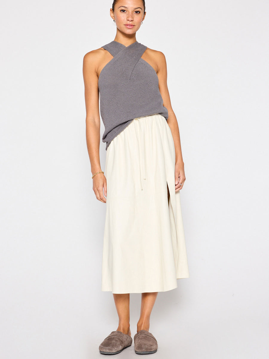 Ina grey wrap linen cotton tank full view