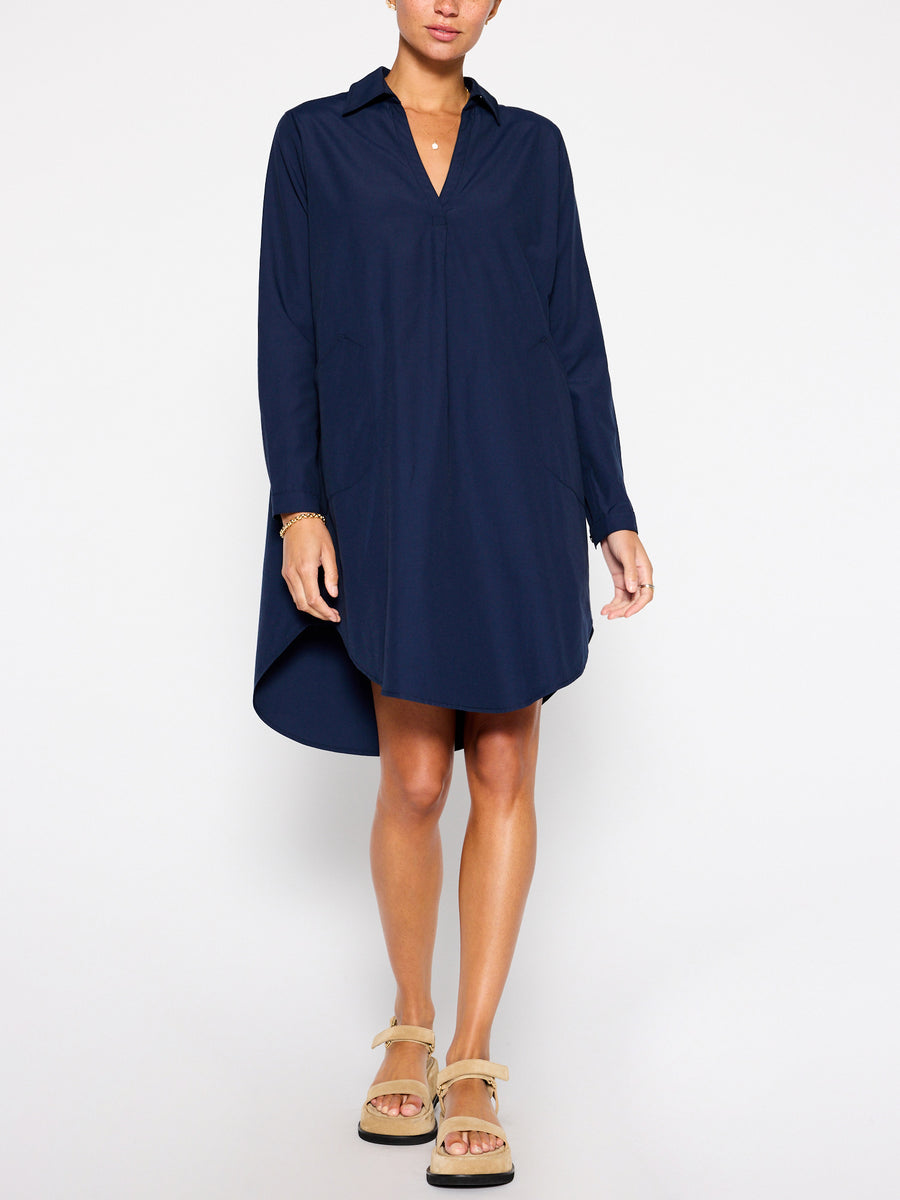Ives navy mini shirtdress front view 4