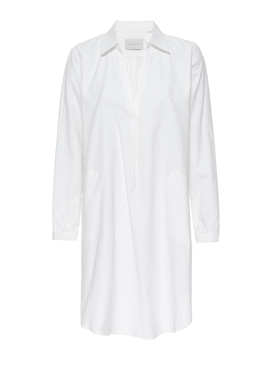 Ives white mini shirtdress flat view