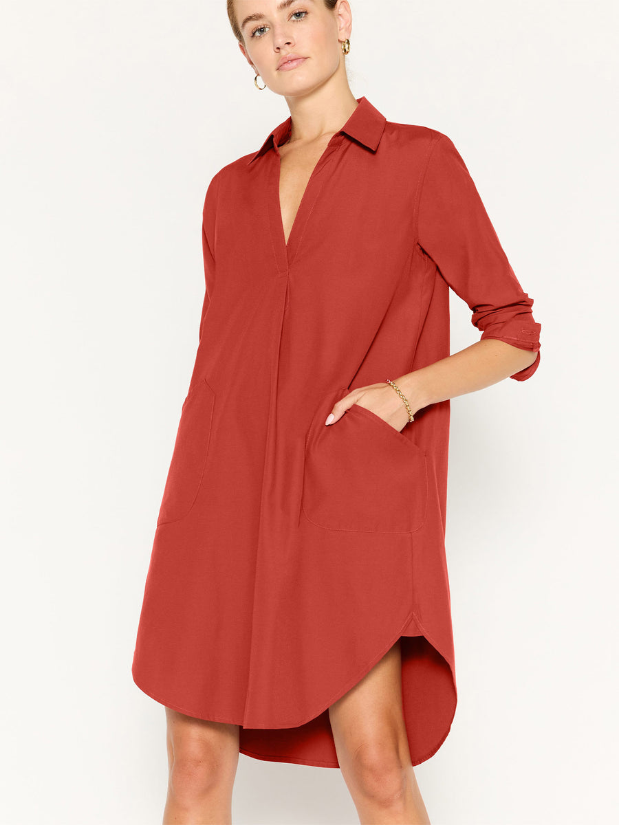 Ives red mini shirtdress front view 3