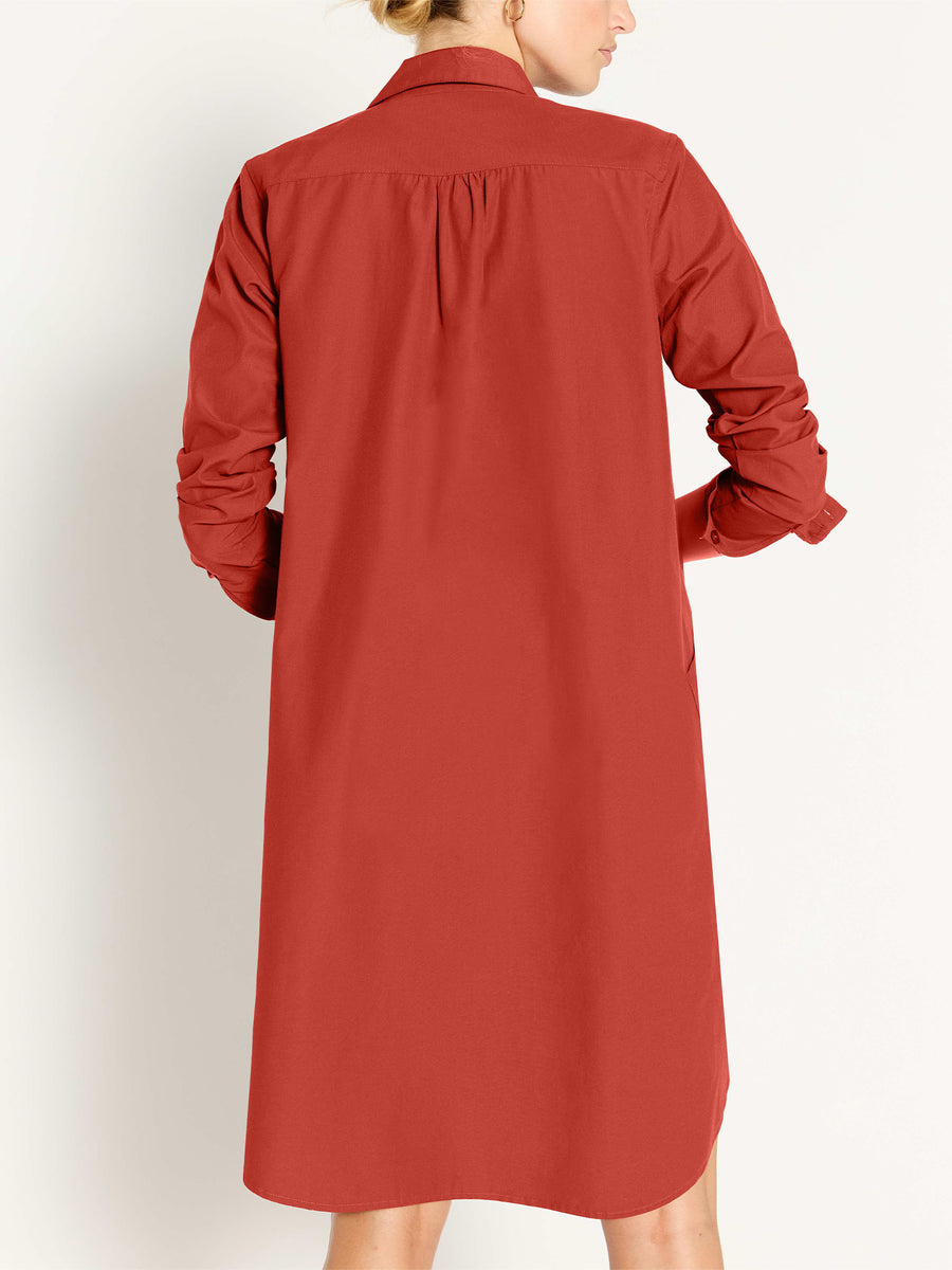 Ives red mini shirtdress back view