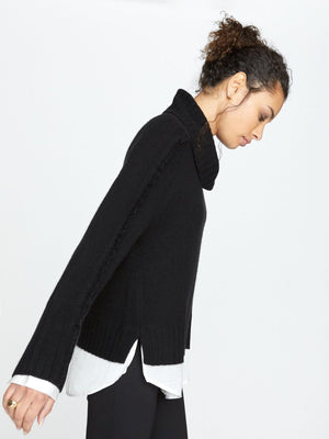 Jolie black layered turtleneck sweater side view
