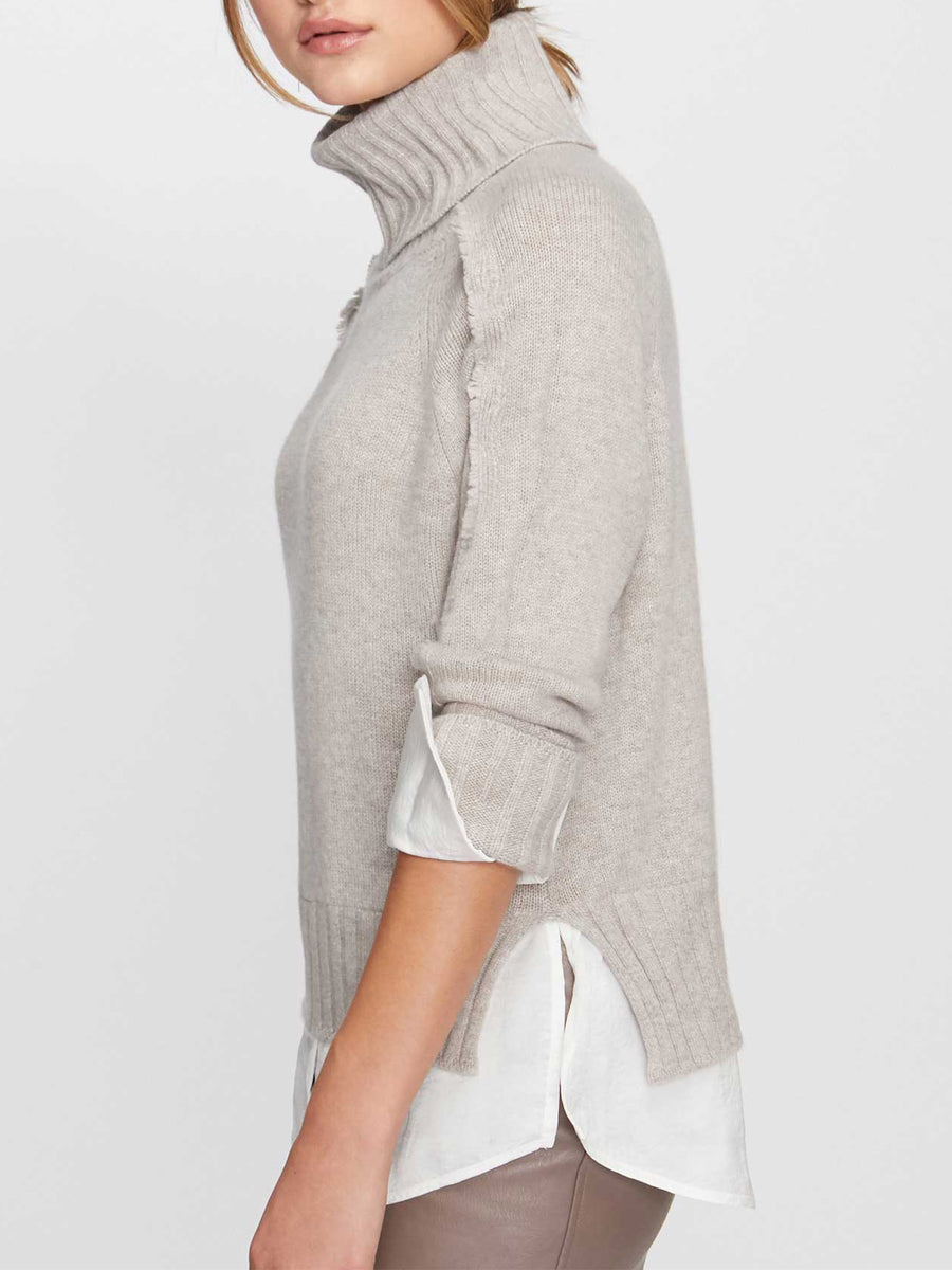 Jolie light grey layered turtleneck sweater side view
