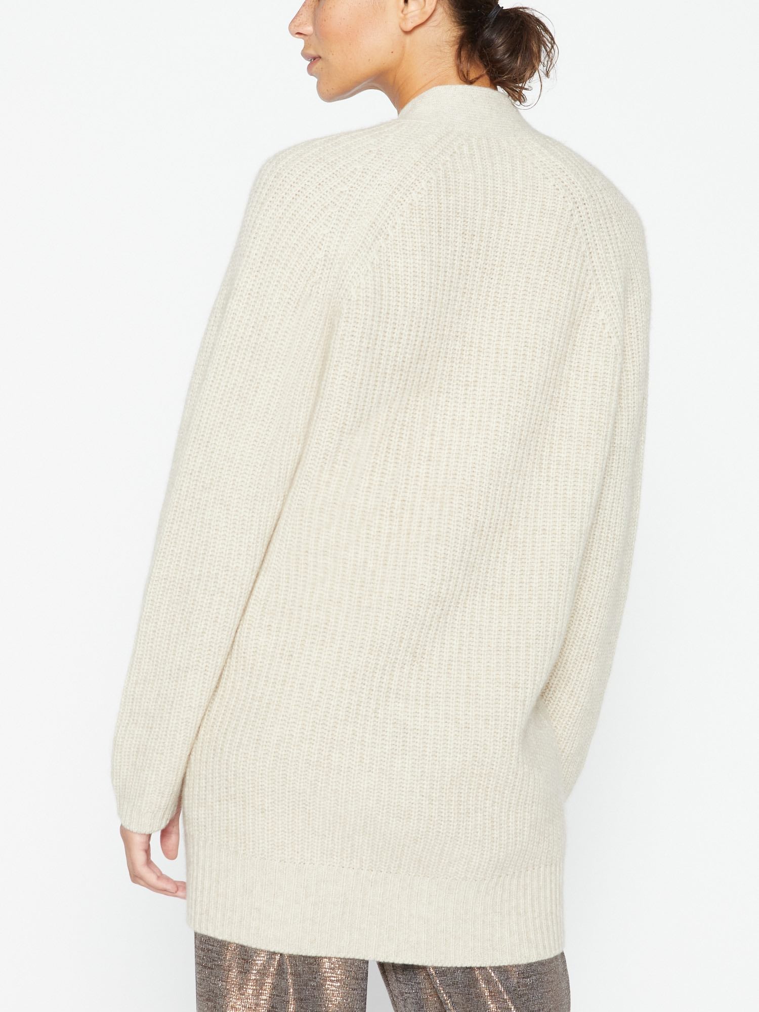 Jenny beige cashmere wool cardigan sweater back view