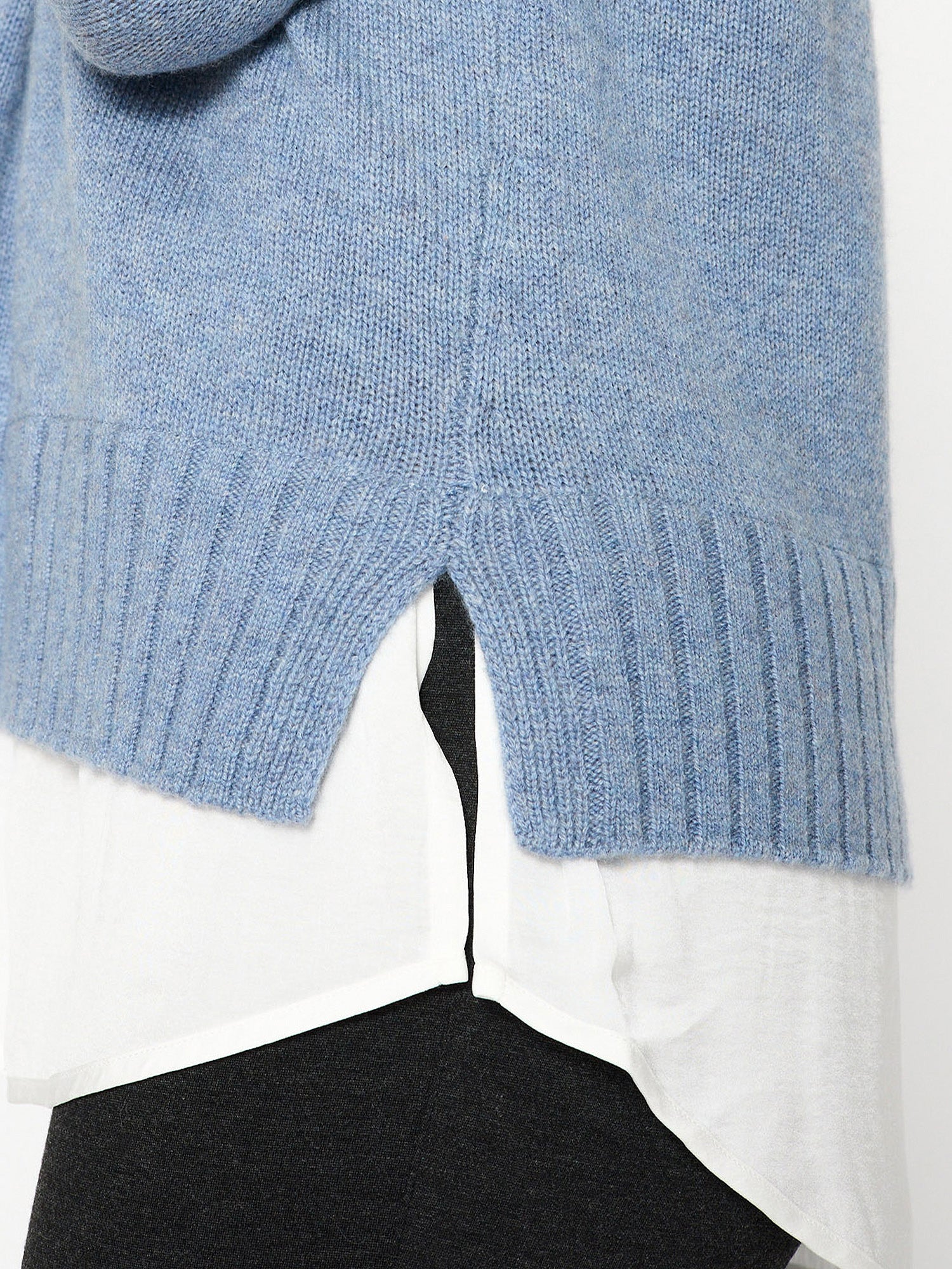 Jolie blue layered turtleneck sweater close up