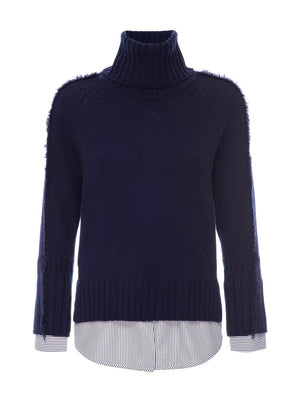 Jolie navy stripe layered turtleneck sweater flat view