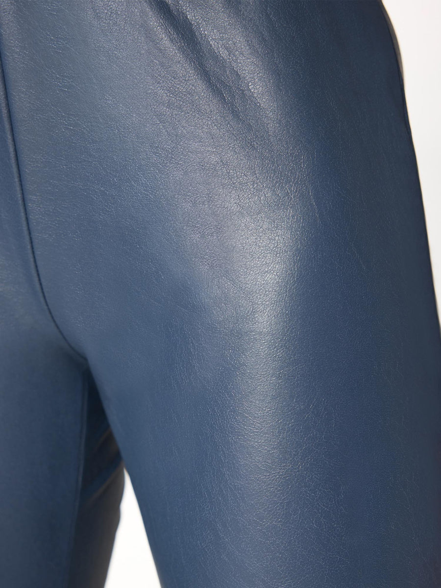 Juniper navy cropped vegan leather pant close up