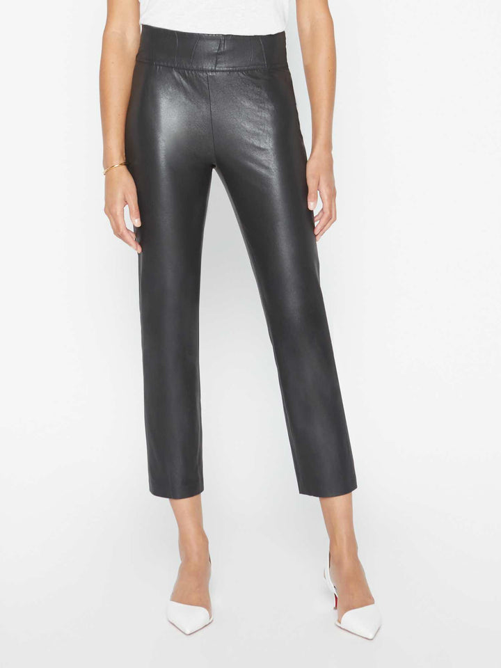 Juniper black cropped vegan leather pant front view