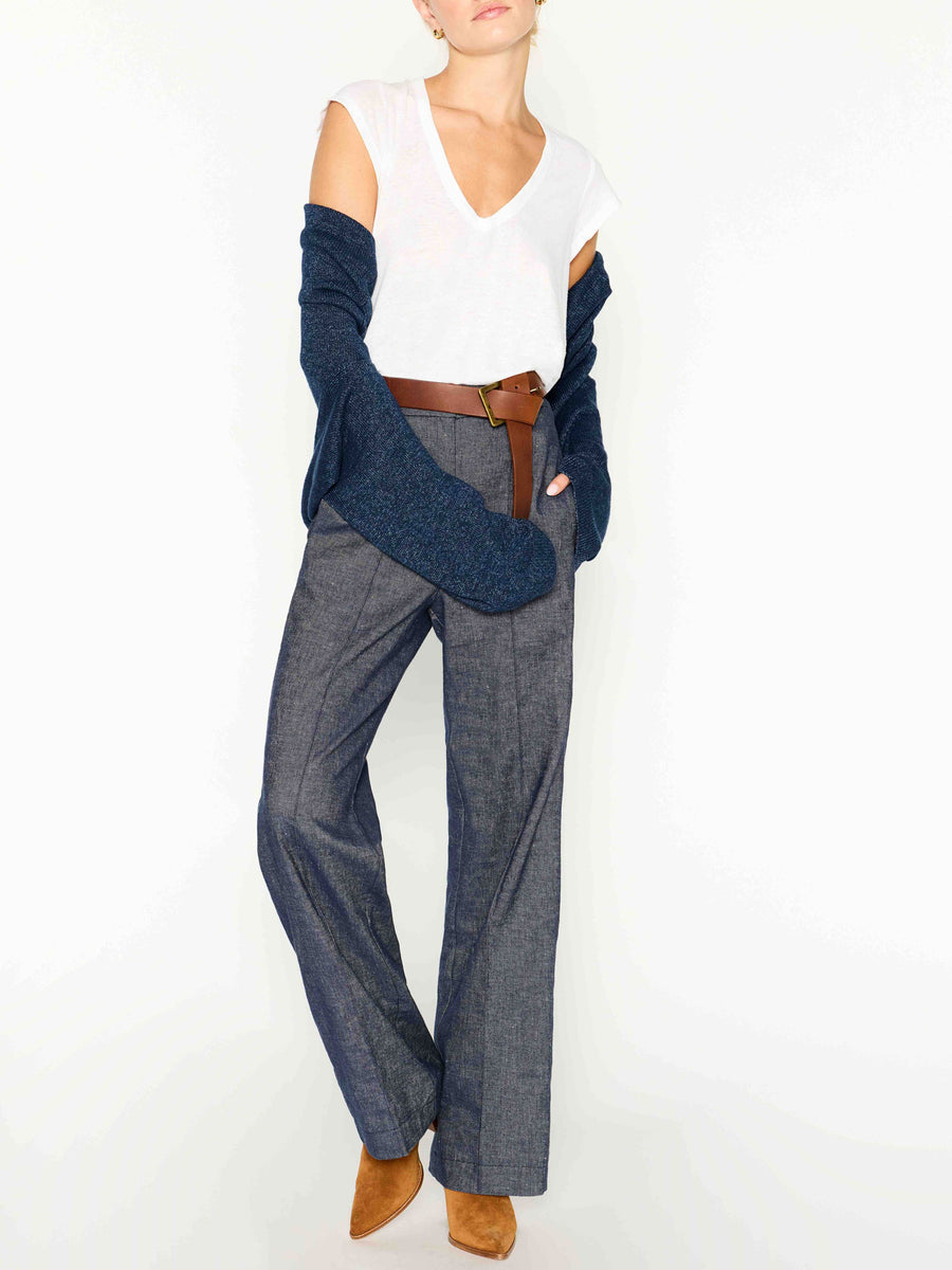 Olena indigo high rise straight leg pant front view 2