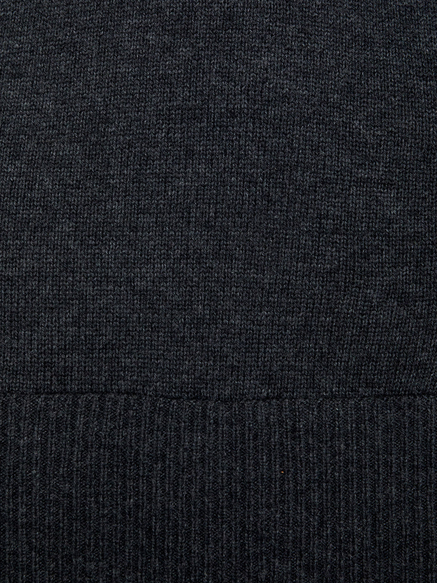 Looker layered v-neck grey and black mini sweater dress close up