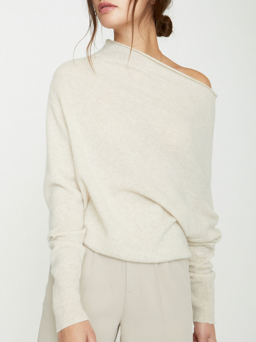 Lori cashmere ivory off shoulder sweater front view 2