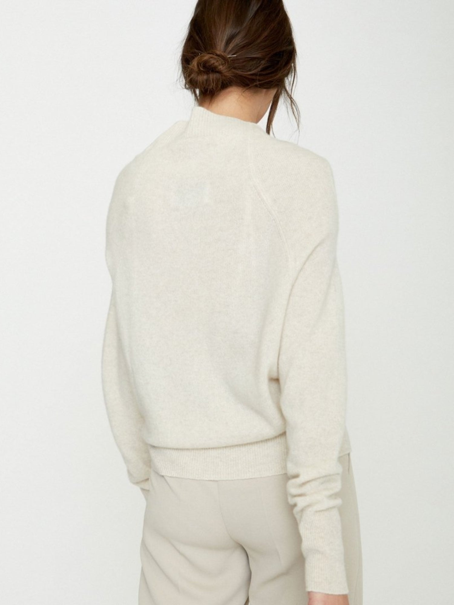 Lori cashmere ivory off shoulder sweater back view