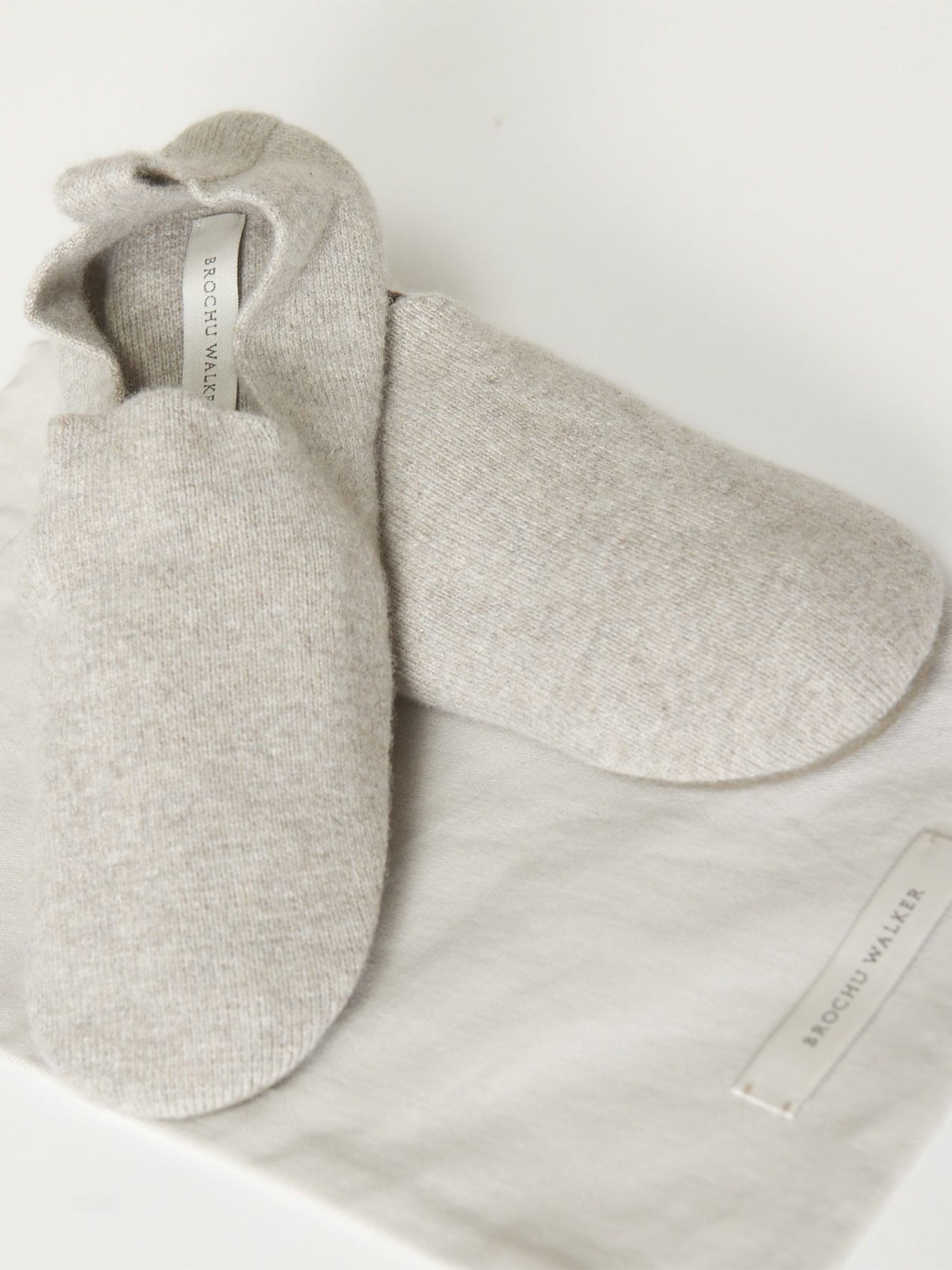 Cashmere grey slipper socks front view