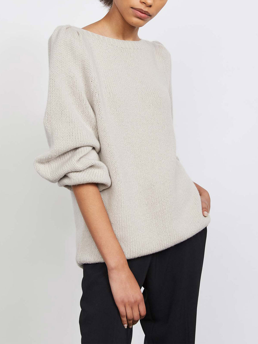 Delphi cashmere boatneck neutral sweater front view