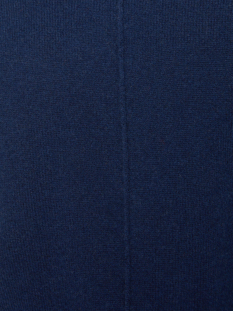Phinneas cashmere v-neck navy wrap sweater close up