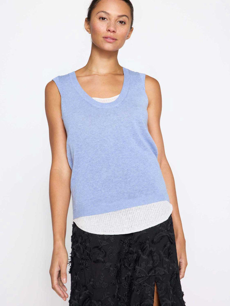 Loreen blue layered sweater tank front view 3