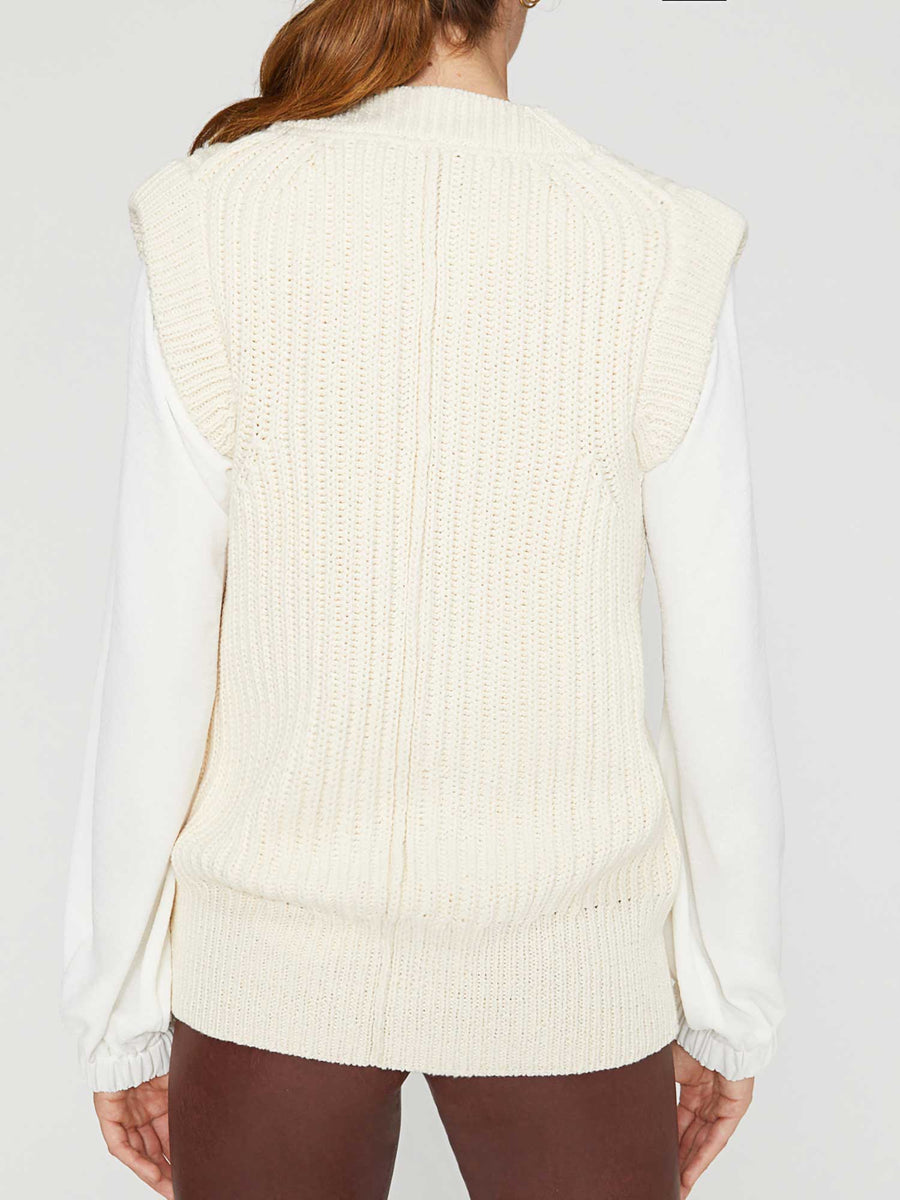Uma ivory sleeveless linen cotton sweater vest top back view