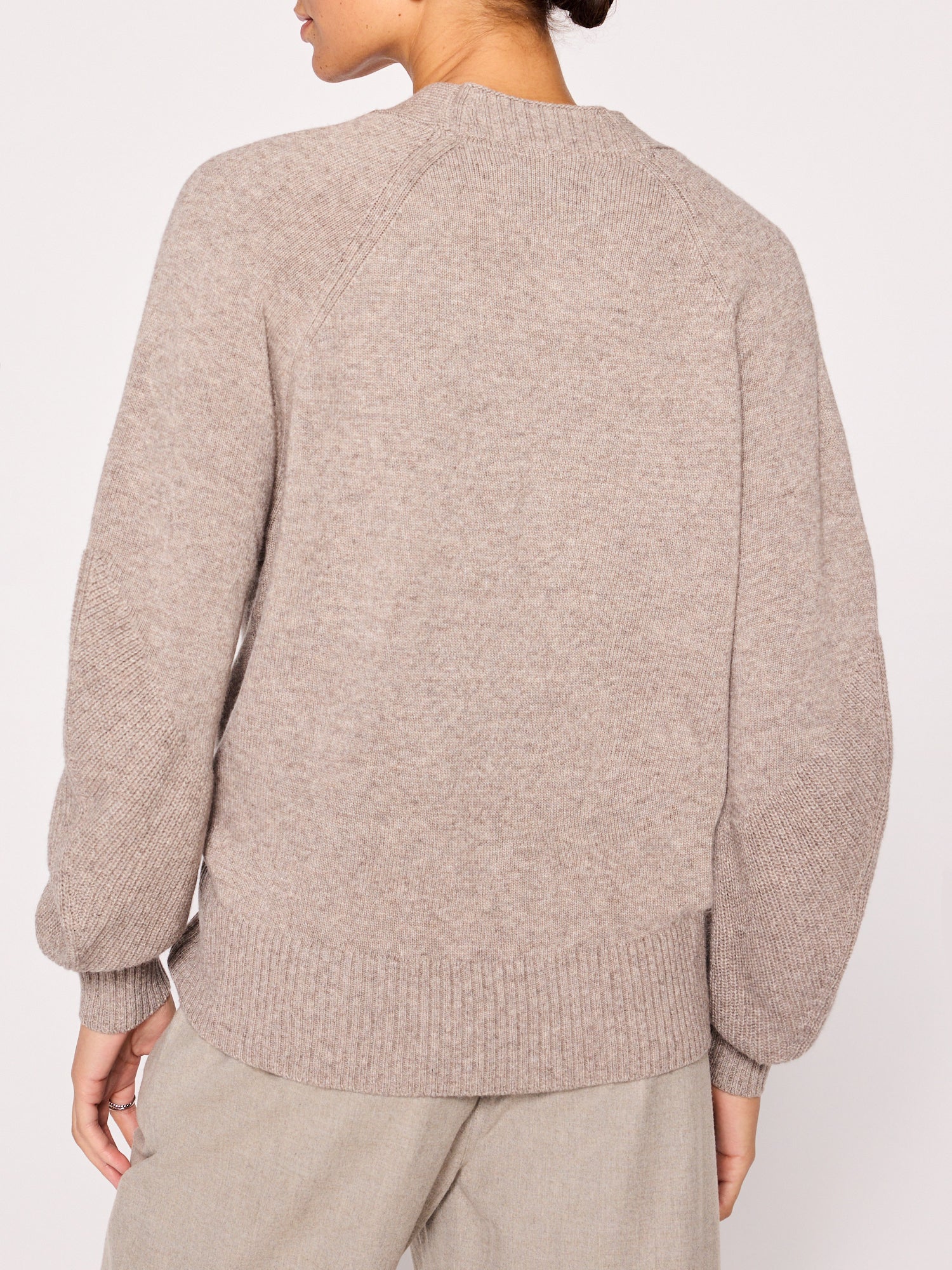 Malia v-neck grey sweater back view