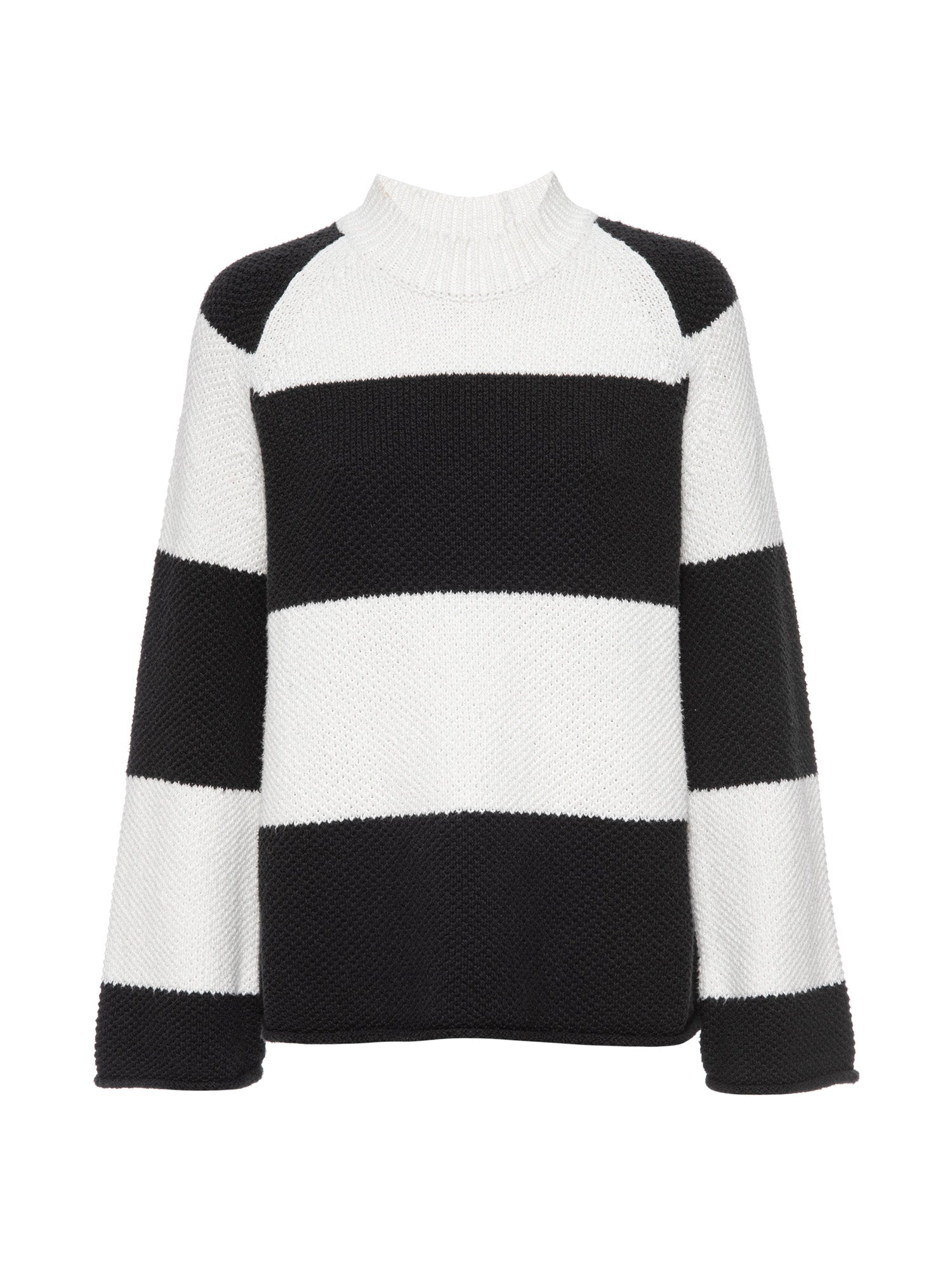 Marco white black stripe cotton crewneck sweater flat view