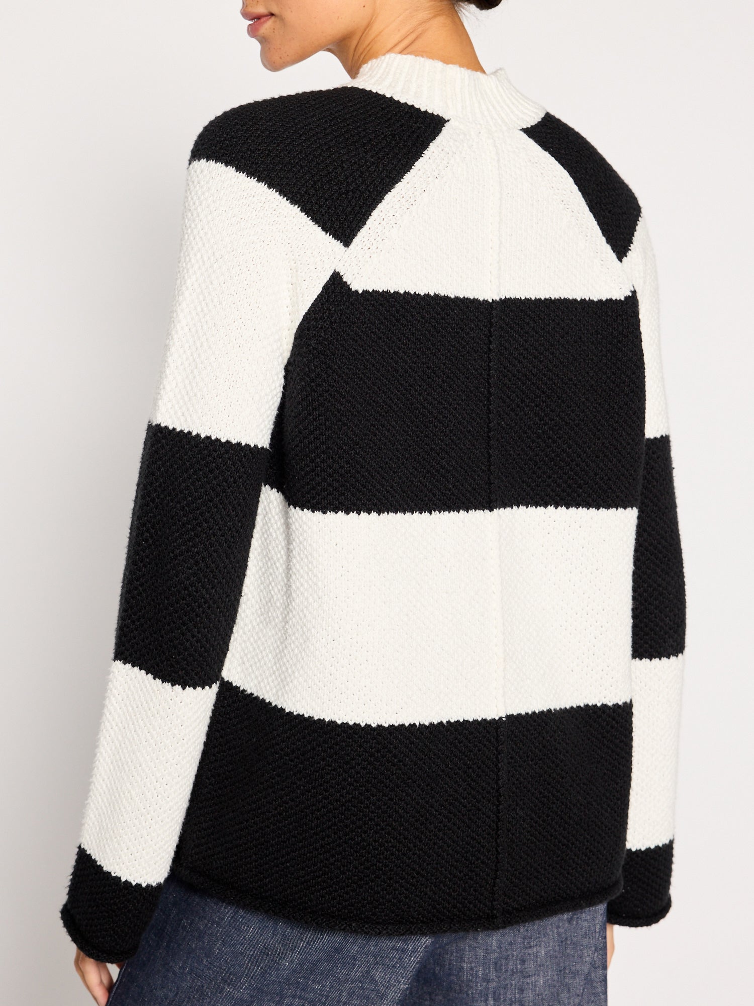 Marco white black stripe cotton crewneck sweater back view