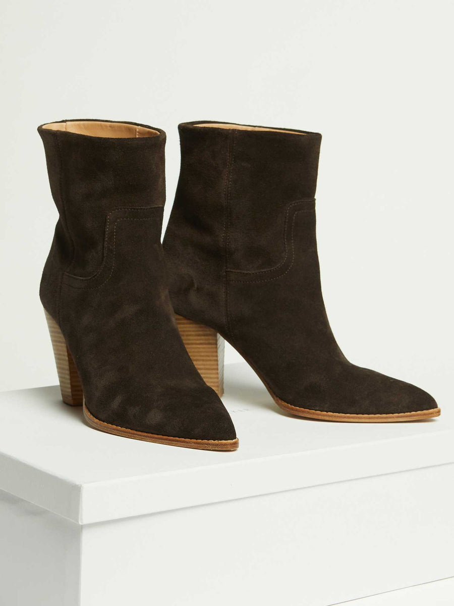 Marfa brown suede boot front view