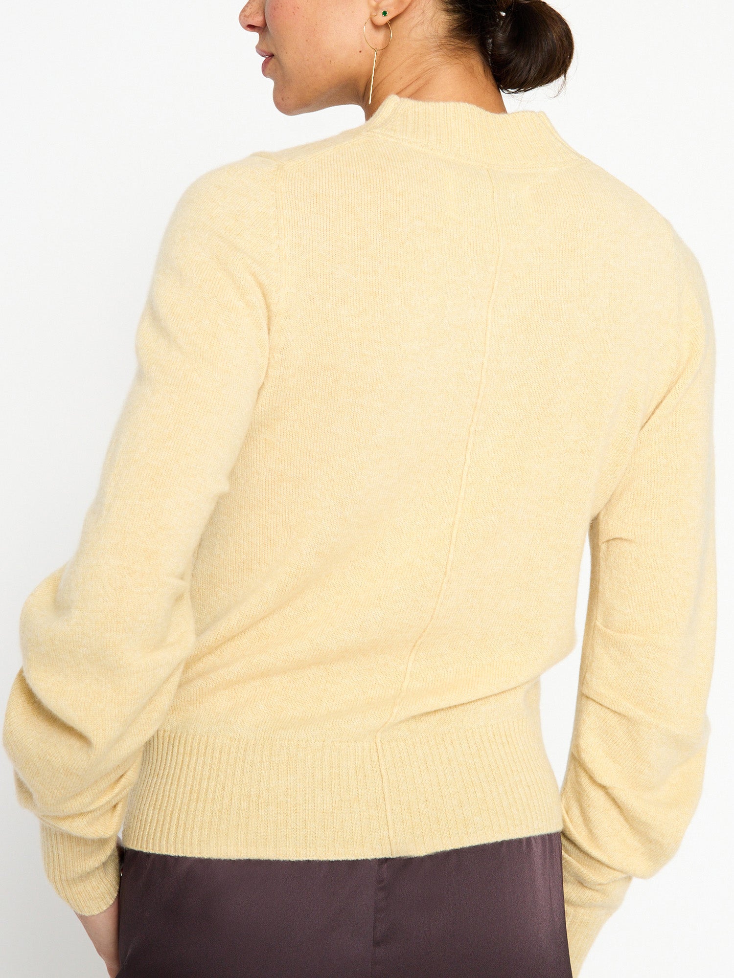 Norde cashmere crewneck yellow sweater back view