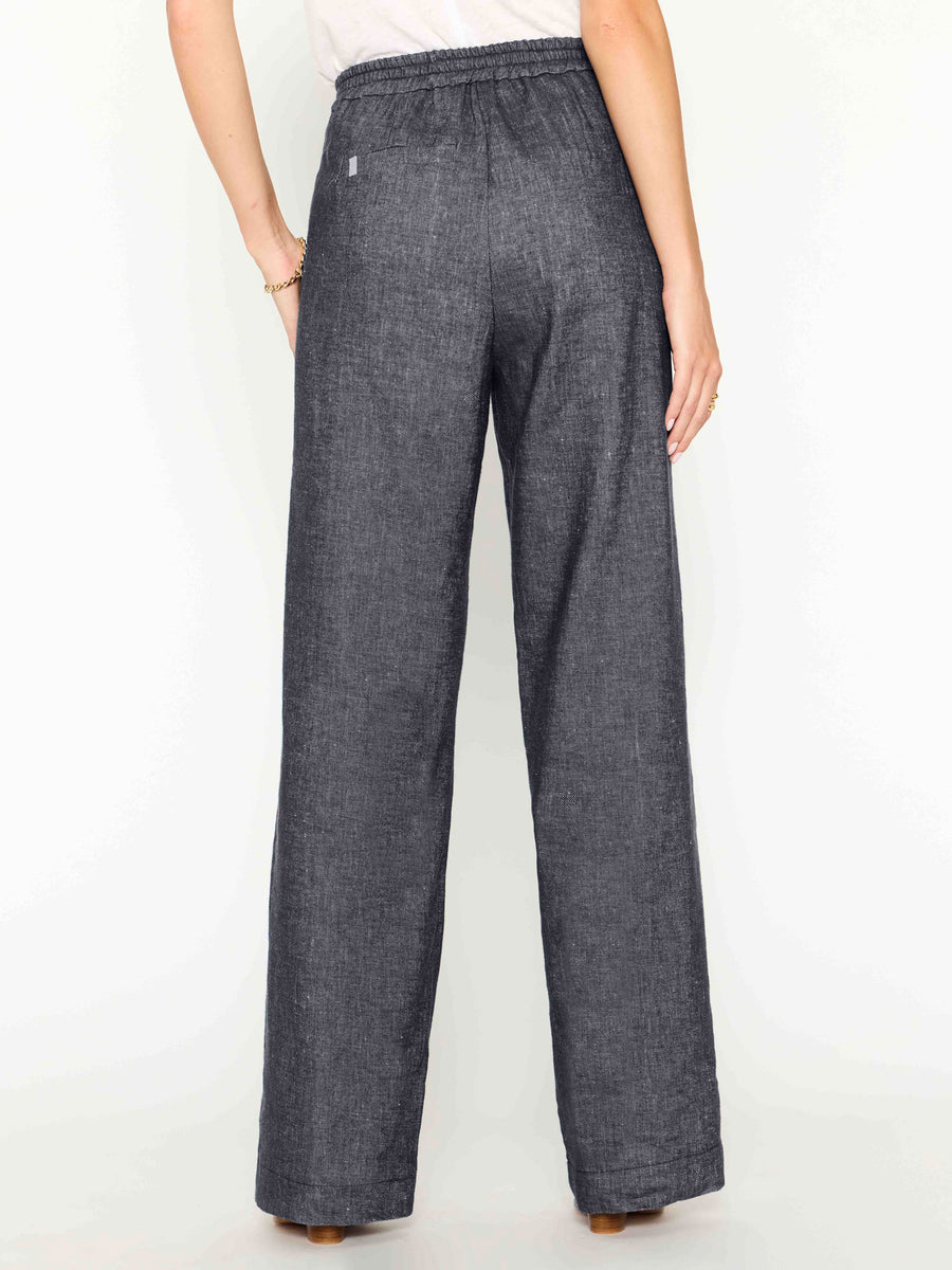 Olena indigo high rise straight leg pant back view