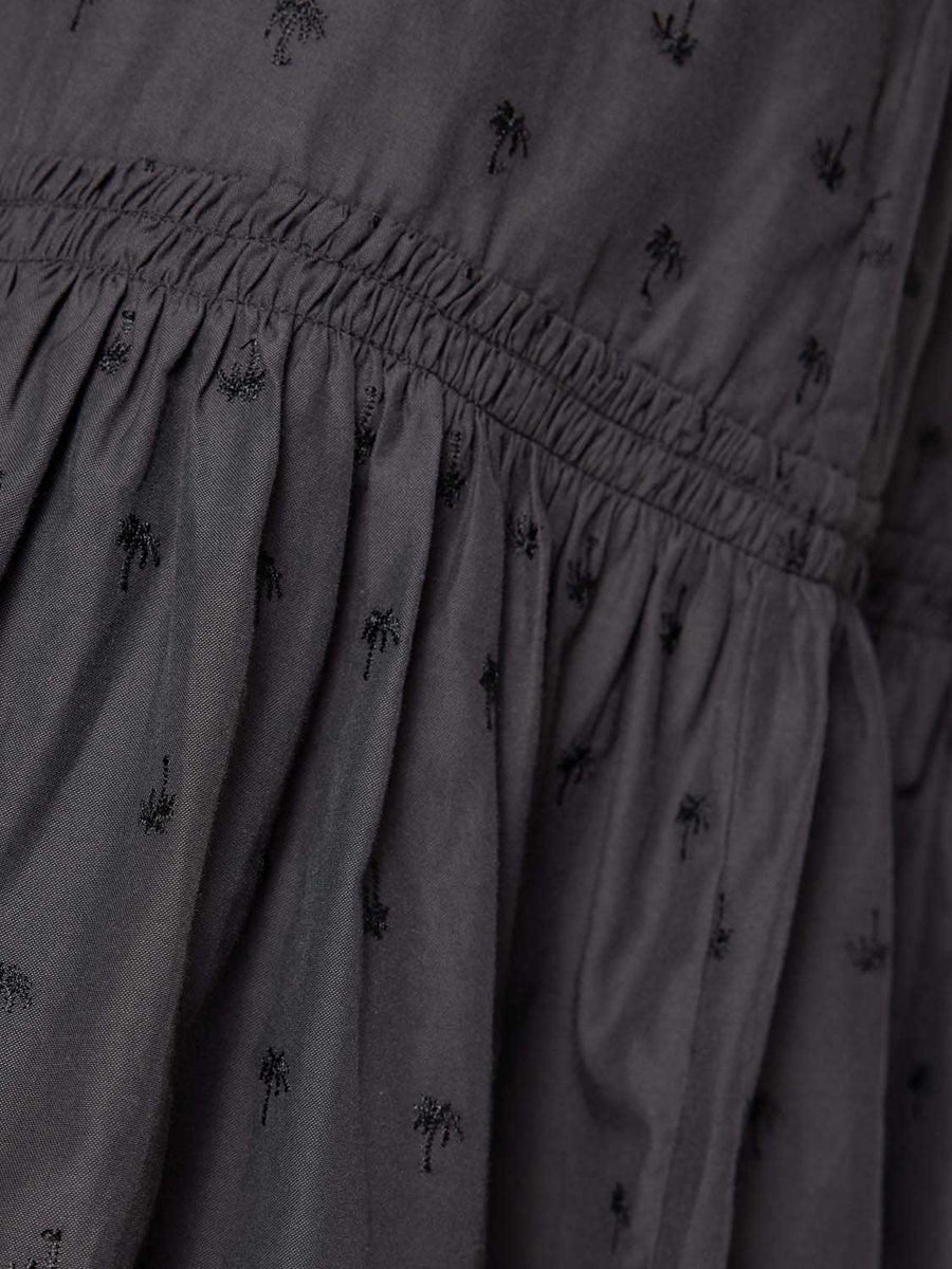 Palma black embroidered midi dress close up
