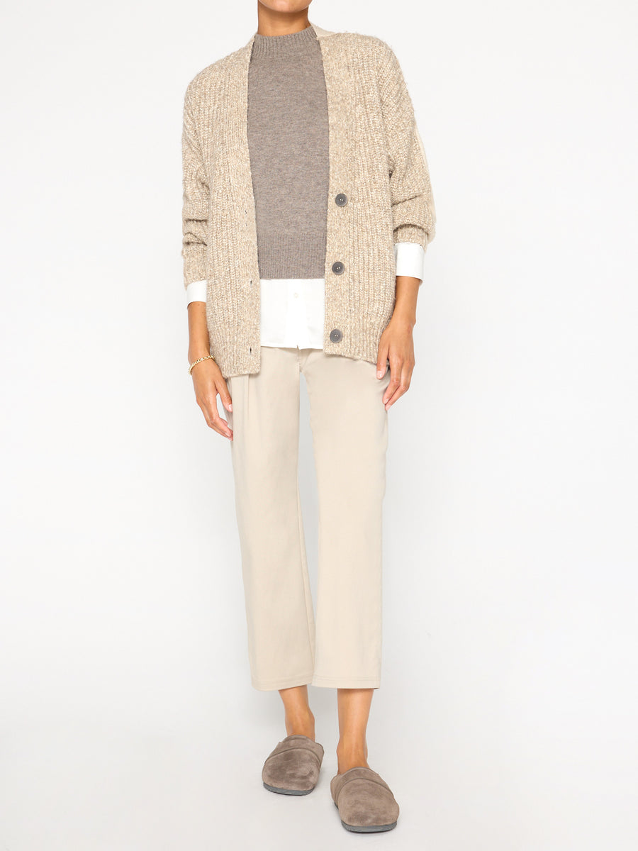 Parma beige two toned cardigan sweater full view