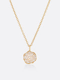 18k Yellow gold pavé diamond mini pendant necklace front view
