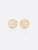18k Yellow Gold pavé diamond mini stud earrings front view