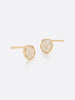 18k Yellow Gold pavé diamond mini stud earrings side view
