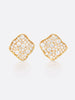 18k Yellow gold pavé diamond stud earrings front view