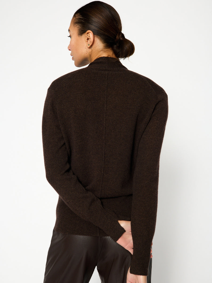 Phinneas cashmere v-neck brown wrap sweater back view