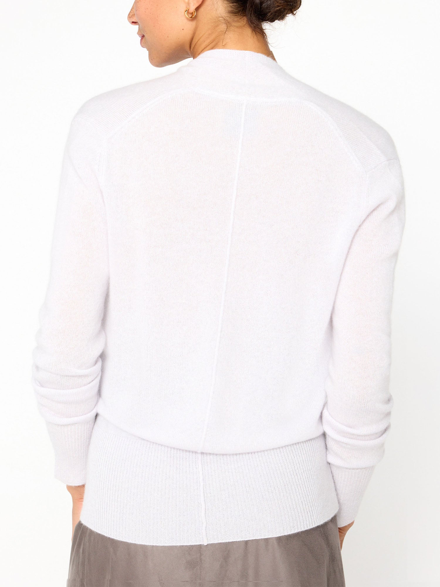 Phinneas cashmere v-neck white wrap sweater back view
