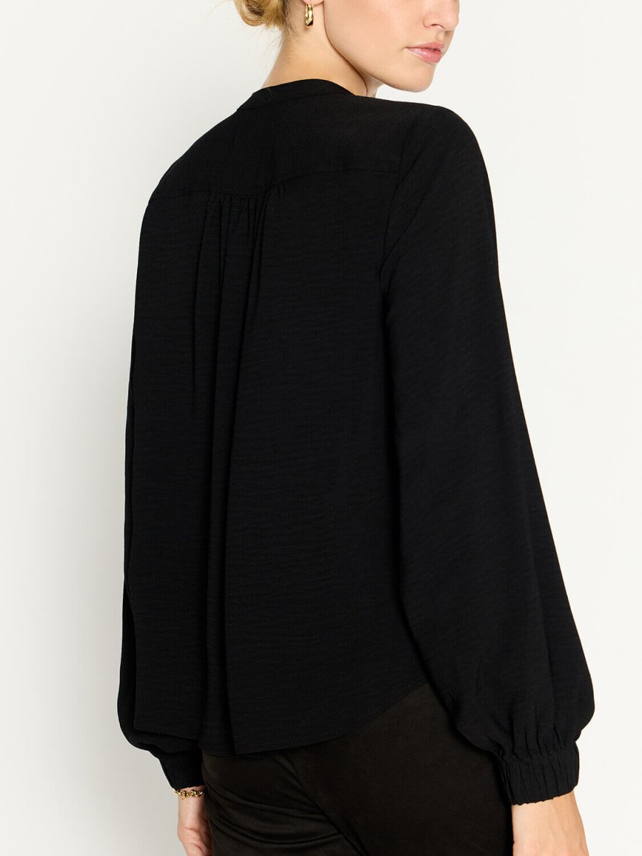 Phoebe popover black longsleeve blouse back view